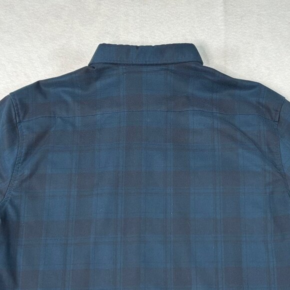 Poncho Flannel Shirt XL Slim Fit Blue Plaid Long Sleeve Button Up Fishing Casual - Picture 8 of 9
